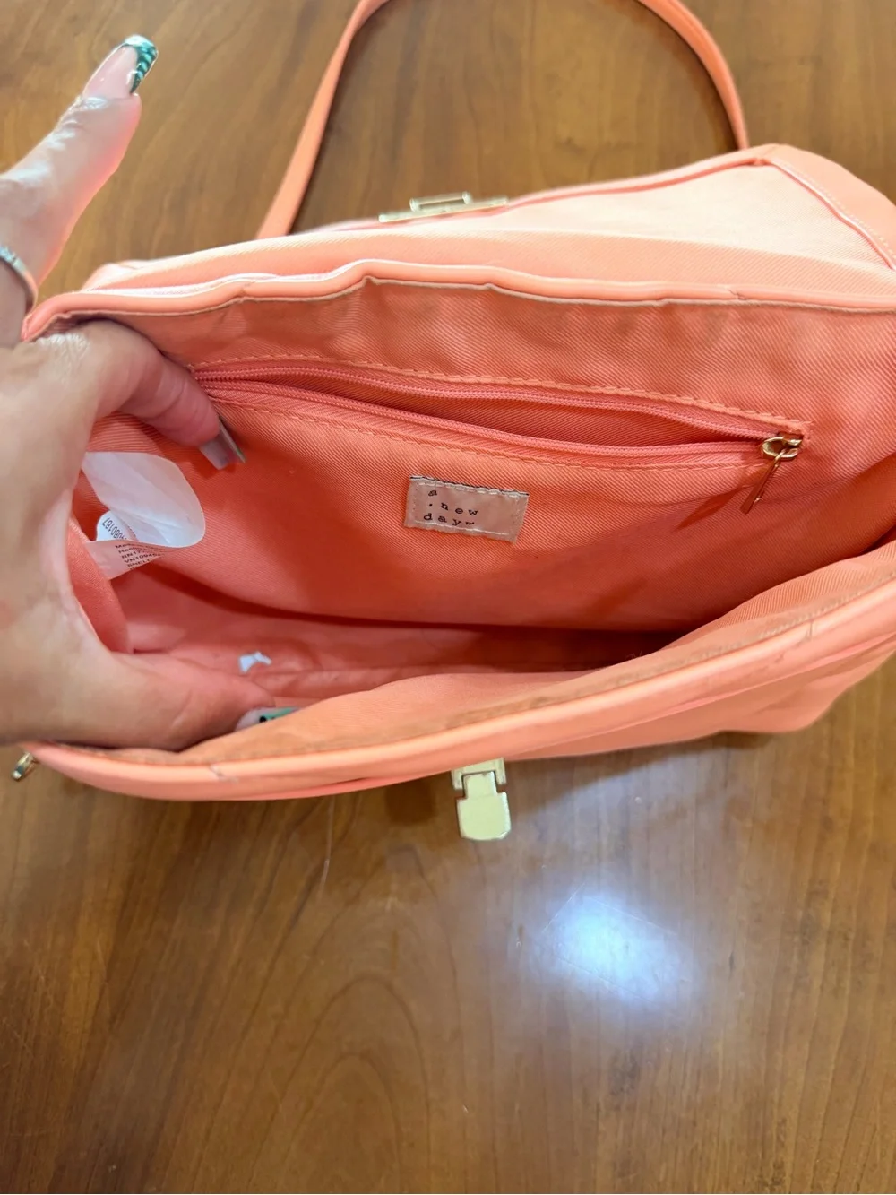 a new day Coral-Peach Quilted Crossbody Bag